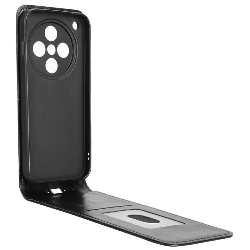 For Oppo Find X8 Pro 5G Case with Card Slot Magnetic Vertical Flip Leather Phone Cover - Black