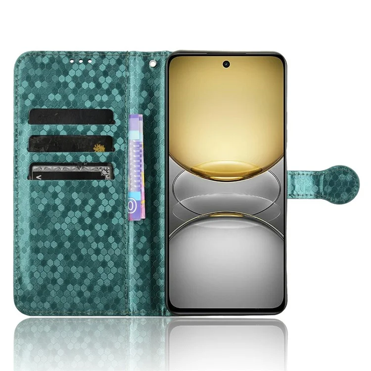 Für Realme C75 Brieftasche Hülle Punktmuster Prägung PU Leder Handyhülle - Grün
