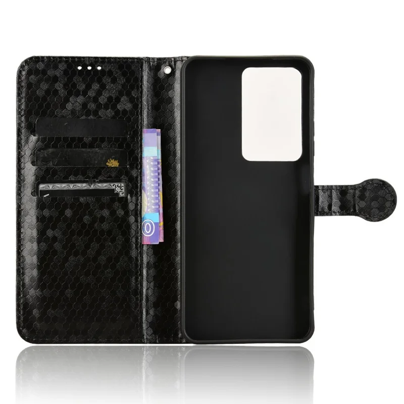 Funda de cartera para Realme C75 con patrón de puntos, revestimiento de piel PU - Negro
