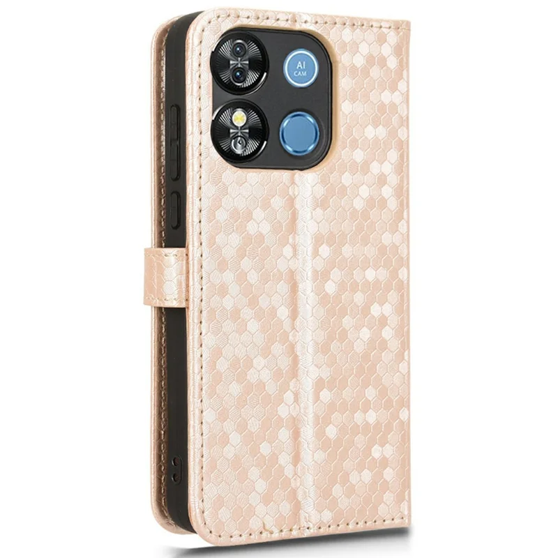 Wallet Phone Case for Oukitel C57 Pro / C57s / BLU 11S Dot Pattern Imprint PU Leather Cover - Rose Gold