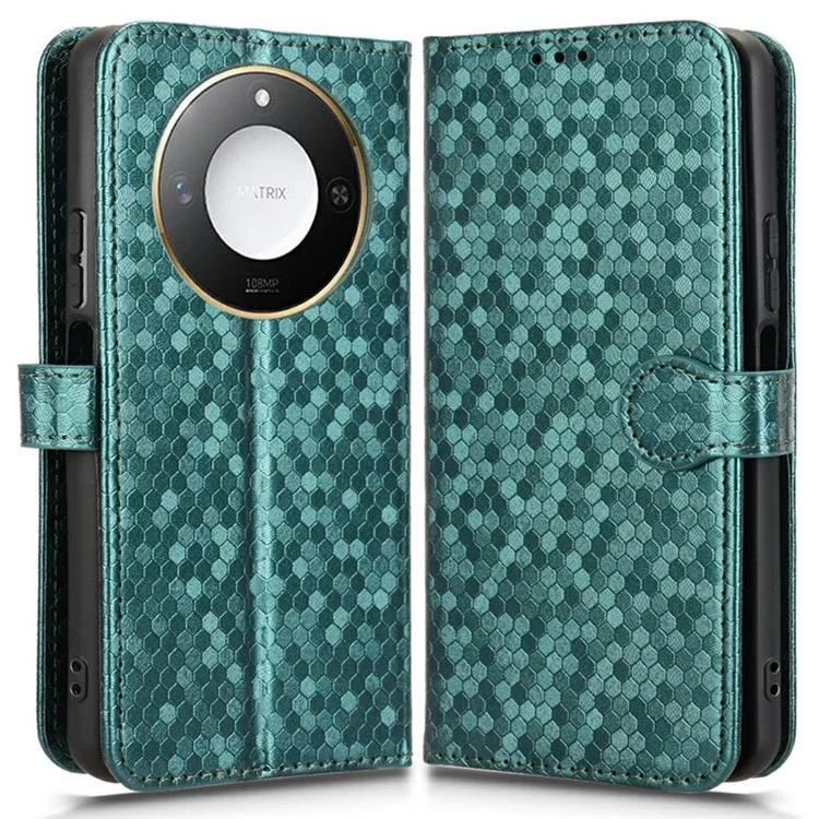 Capa de telefone de couro PU com padrão de ponto para For Honor X9c Smart 5G / X60 5G - Verde