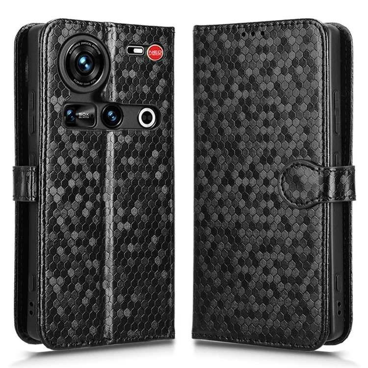 Étui portefeuille pour ZTE nubia Z70 Ultra, motif à points, en cuir PU, étui de téléphone - Noir
