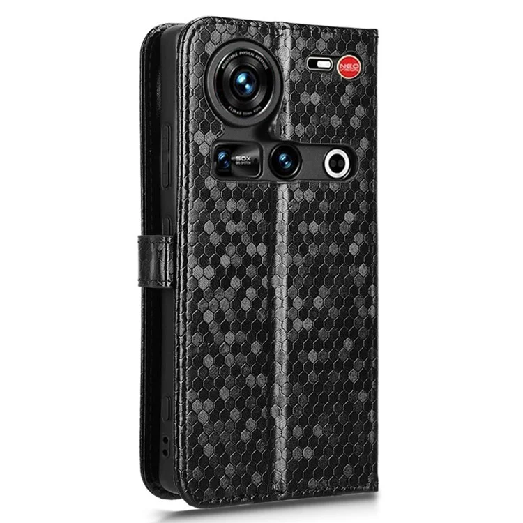 Étui portefeuille pour ZTE nubia Z70 Ultra, motif à points, en cuir PU, étui de téléphone - Noir