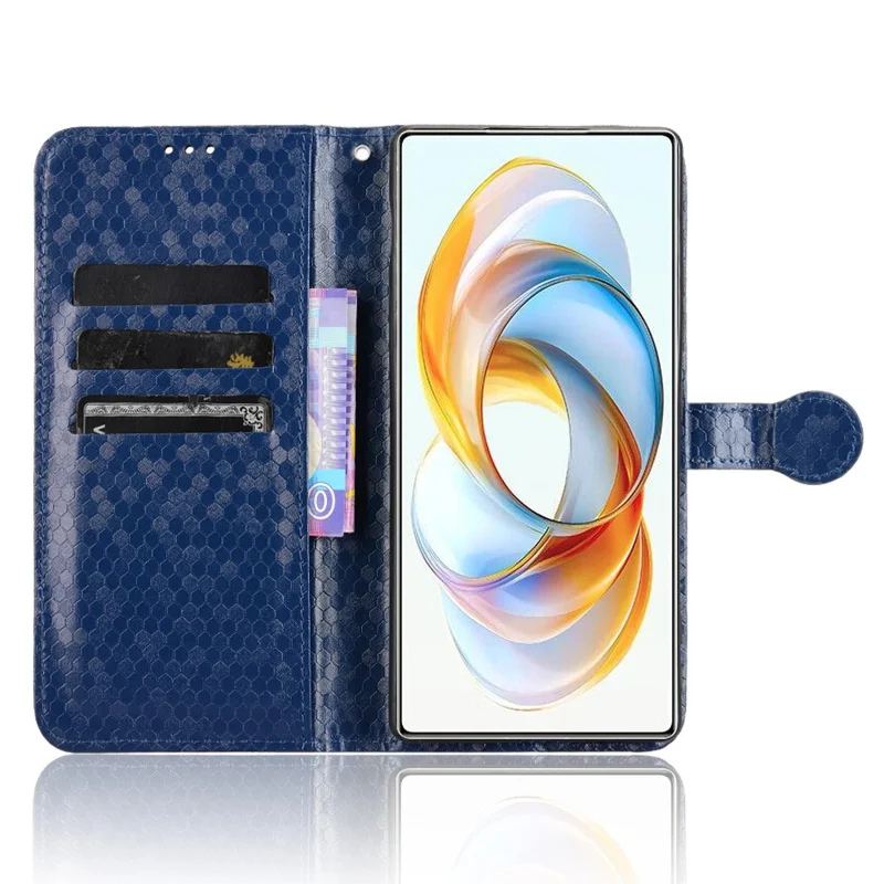For ZTE nubia Z70 Ultra 5G Wallet Case Dot Pattern Imprint PU Leather Phone Cover - Dark Blue
