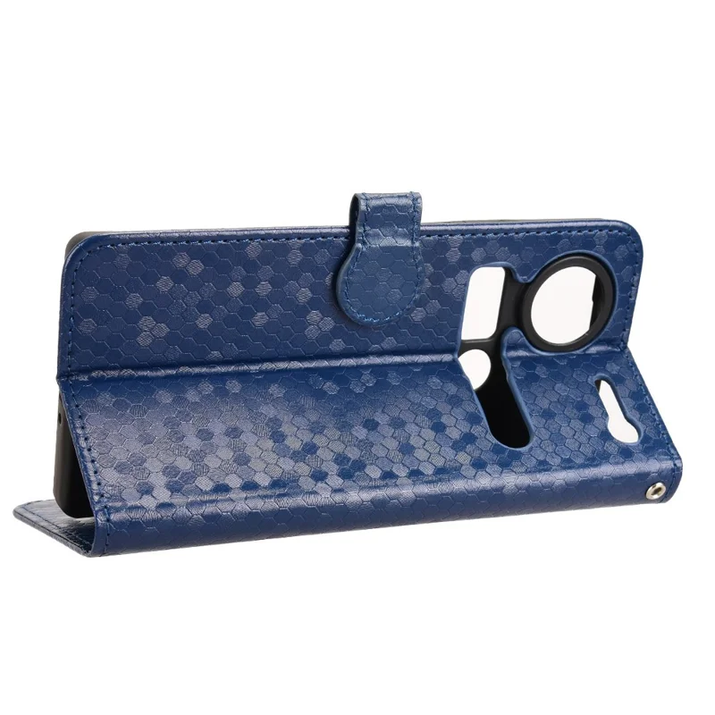 For ZTE nubia Z70 Ultra 5G Wallet Case Dot Pattern Imprint PU Leather Phone Cover - Dark Blue