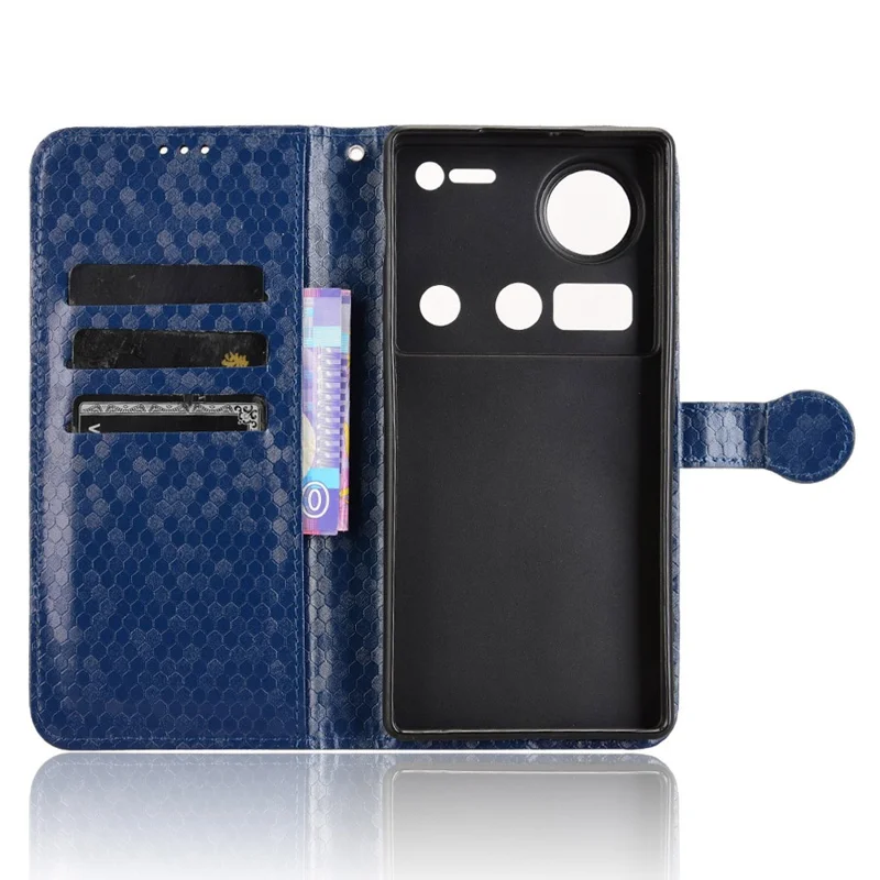 For ZTE nubia Z70 Ultra 5G Wallet Case Dot Pattern Imprint PU Leather Phone Cover - Dark Blue