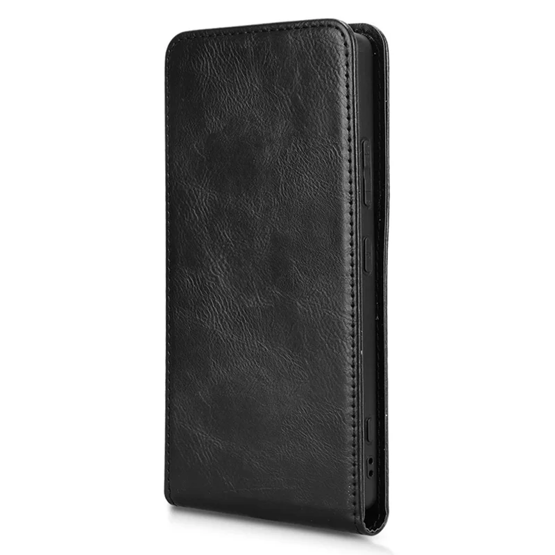For ZTE nubia Z70 Ultra 5G Case with Card Slot Magnetic Vertical Flip Leather Phone Cover - Black