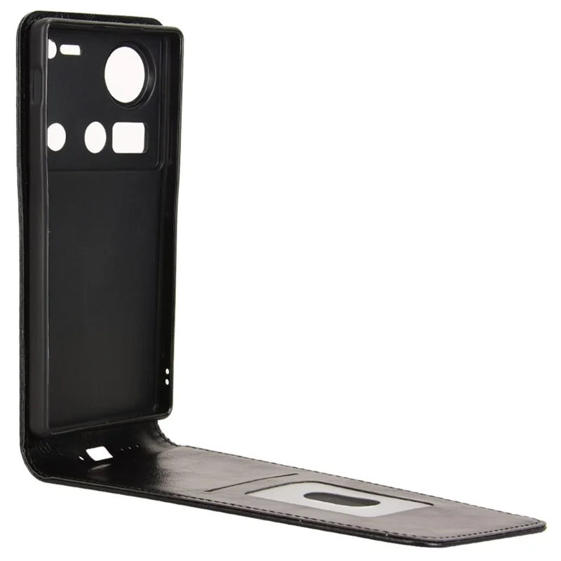 For ZTE nubia Z70 Ultra 5G Case with Card Slot Magnetic Vertical Flip Leather Phone Cover - Black