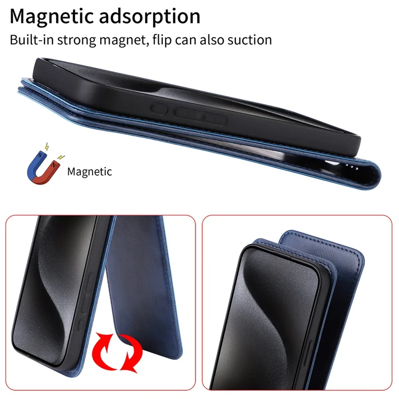 For ZTE nubia Z70 Ultra 5G Case with Card Slot Magnetic Vertical Flip Leather Phone Cover - Black