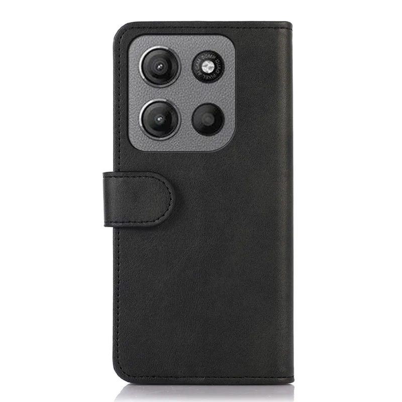 Étui en cuir de vache à texture pour Motorola Moto G15 4G / G05 4G avec support - Noir