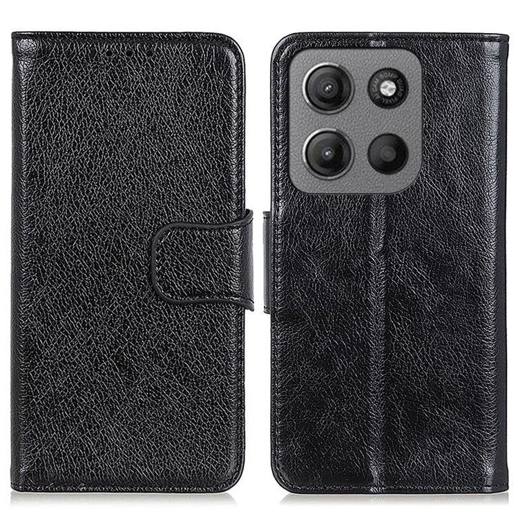 Custodia in pelle divisa con texture Nappa per Motorola Moto G15 4G / G05 4G - Nero