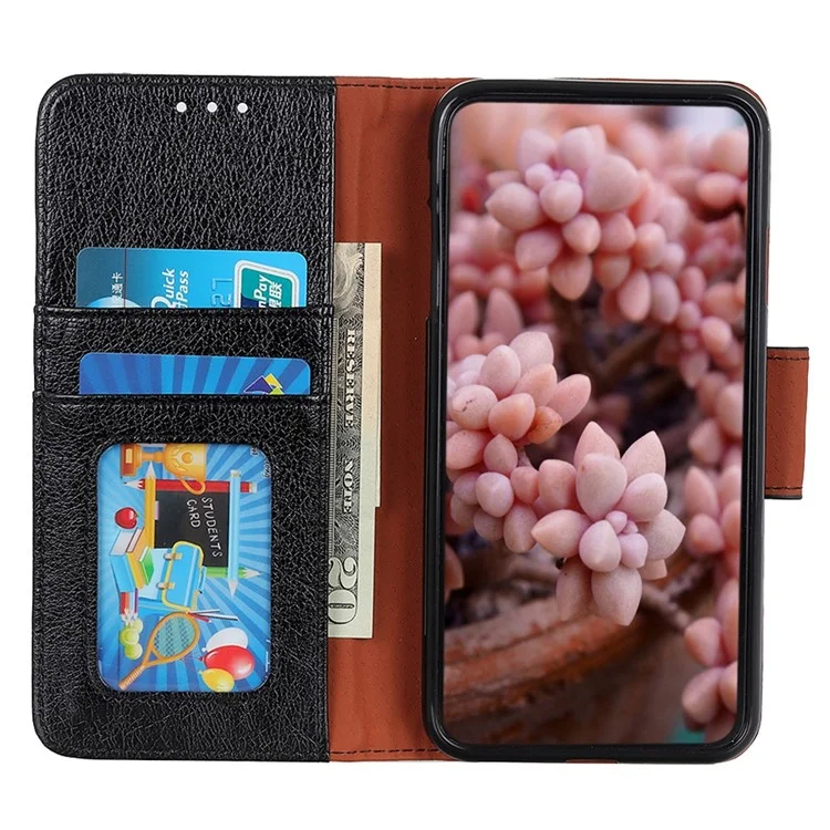 Custodia in pelle divisa con texture Nappa per Motorola Moto G15 4G / G05 4G - Nero