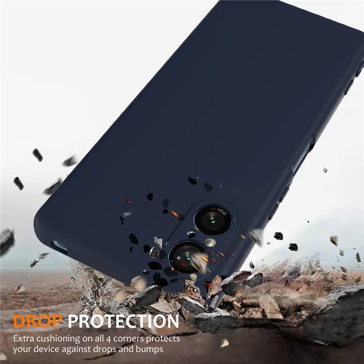 Für Sony Xperia 5 V Hülle kompatibel mit MagSafe Flüssigsilikon Handyhülle mit Schlüsselband - Dunkelblau