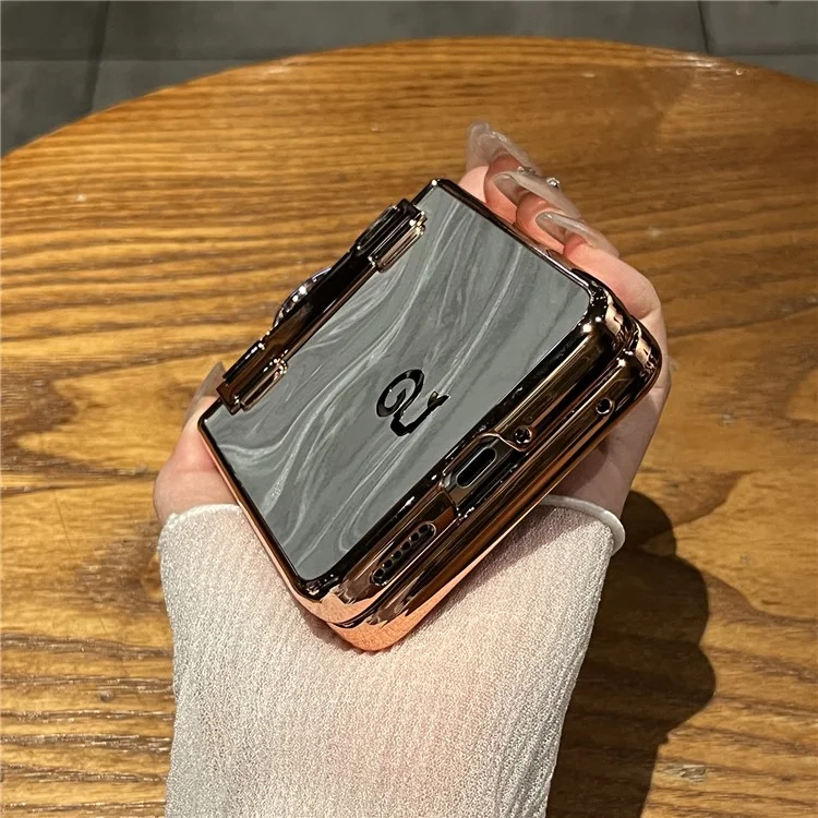 Capa para Huawei nova Flip 5G com anel de suporte, decoração de strass e couro PU com dobragem - Cinza
