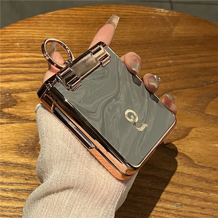 Capa para Huawei nova Flip 5G com anel de suporte, decoração de strass e couro PU com dobragem - Cinza