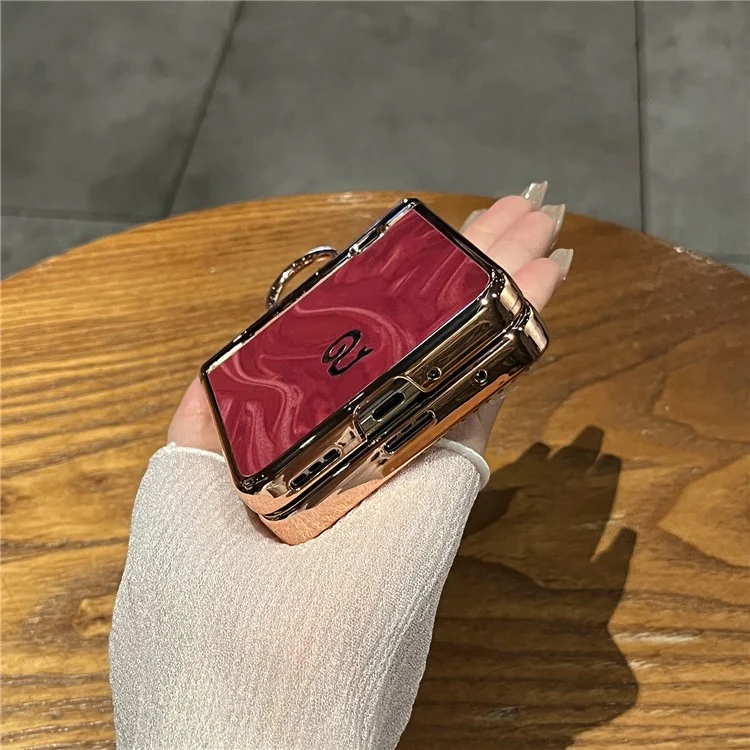 Capa dobrável de couro PU com anel de suporte, decoração de strass e proteção 5G para o Honor Magic V - Vermelho