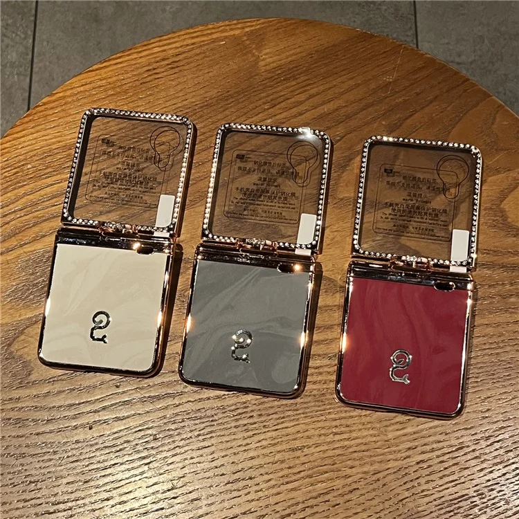 Capa dobrável de couro PU com anel de suporte, decoração de strass e proteção 5G para o Honor Magic V - Vermelho