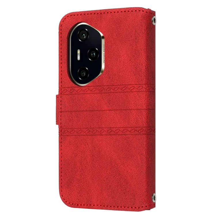 For Honor 300 Pro Case Wallet Skin-Touch Leather Imprinted Phone Cover - Rot