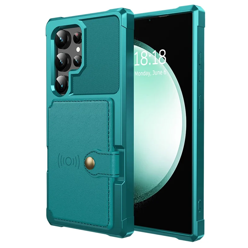 For Samsung Galaxy S25 Ultra Case with Card Holder PU Leather + TPU Phone Back Cover - Green