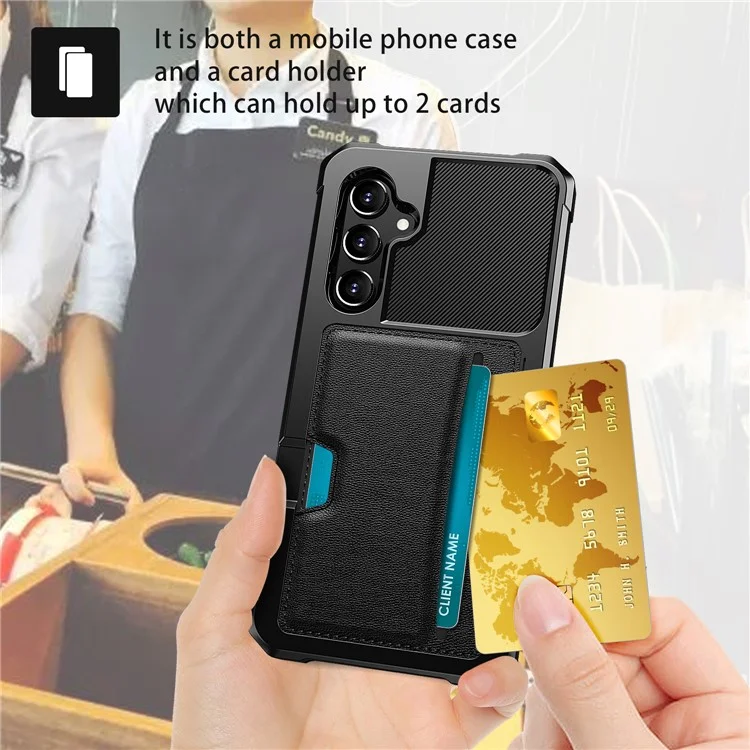 Für Samsung Galaxy S25 Hülle Kartenfach Leder + TPU Defender Handyhülle