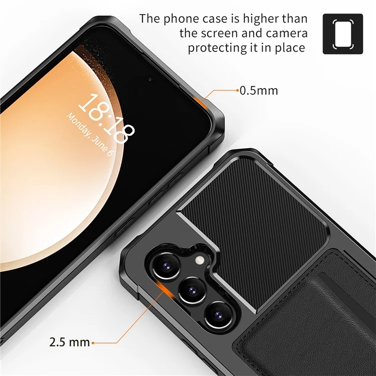 Für Samsung Galaxy S25 Hülle Kartenfach Leder + TPU Defender Handyhülle