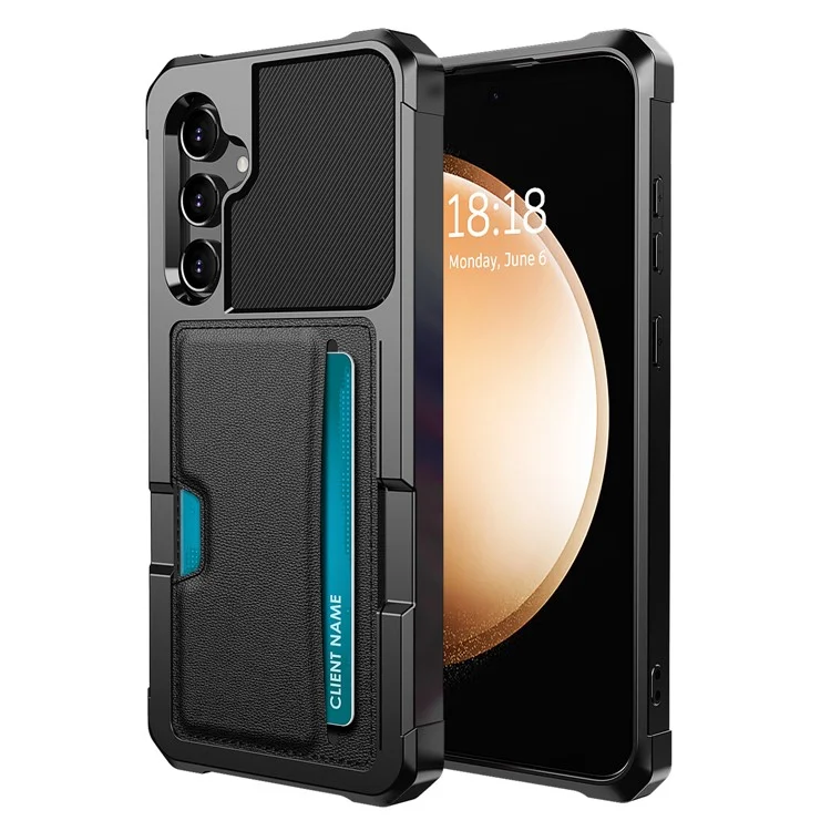 Funda para Samsung Galaxy S25+ Ranura para tarjeta Cuero + Cubierta de teléfono Defender TPU