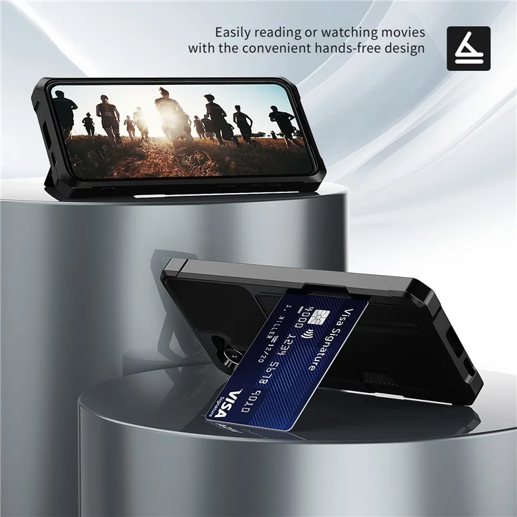 Funda para Samsung Galaxy S25+ Ranura para tarjeta Cuero + Cubierta de teléfono Defender TPU