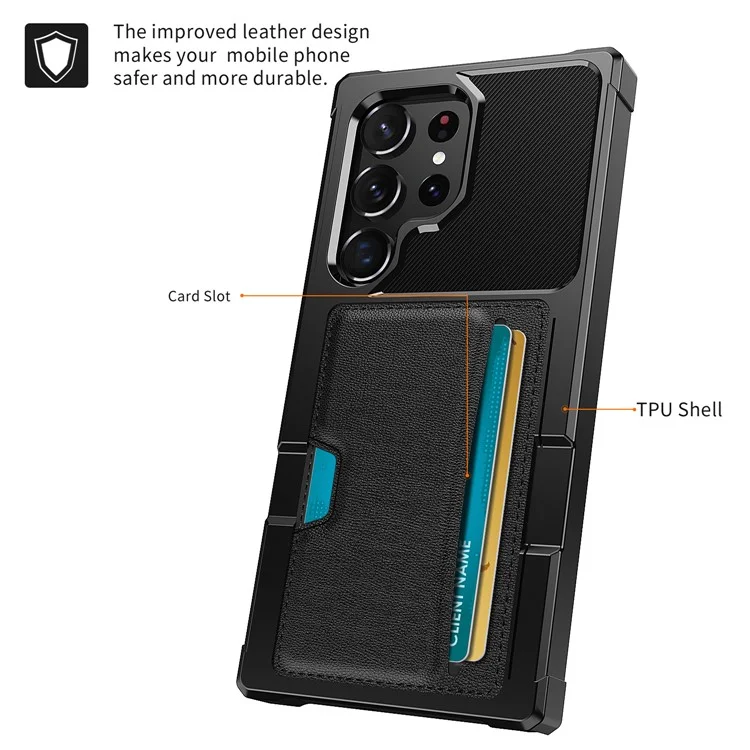 For Samsung Galaxy S25 Ultra Case Card Slot Leather + TPU Defender Phone Cover