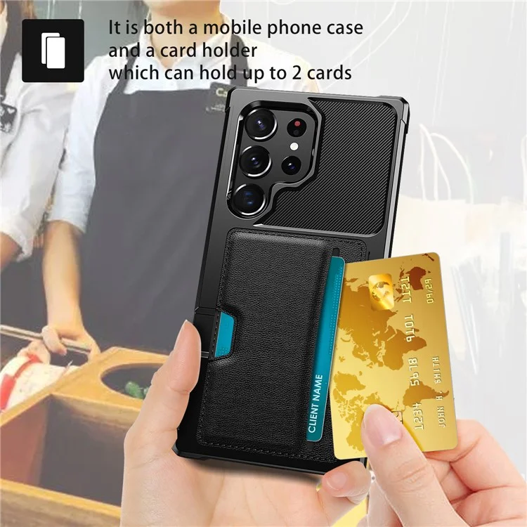 For Samsung Galaxy S25 Ultra Case Card Slot Leather + TPU Defender Phone Cover