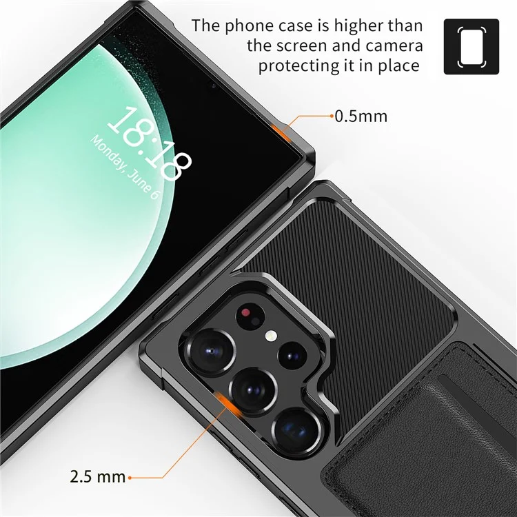 For Samsung Galaxy S25 Ultra Case Card Slot Leather + TPU Defender Phone Cover