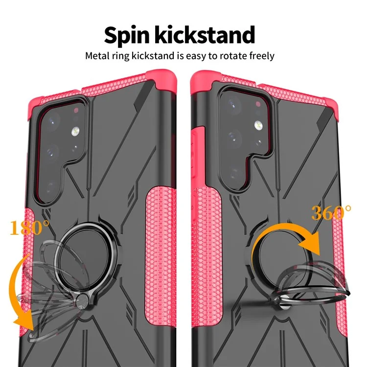 Étui Mince Protecteur Pour Samsung Galaxy S22 Ultra 5G Anti-Fall Téléphone Hard PC Soft TPU Téléphone Avec Ring Kickstand - Vert