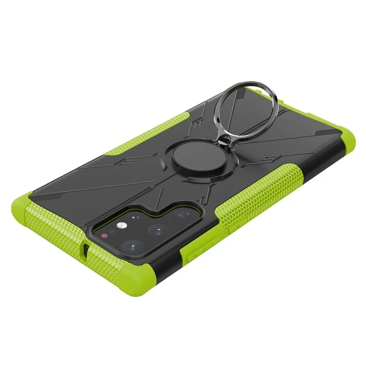 Étui Mince Protecteur Pour Samsung Galaxy S22 Ultra 5G Anti-Fall Téléphone Hard PC Soft TPU Téléphone Avec Ring Kickstand - Vert