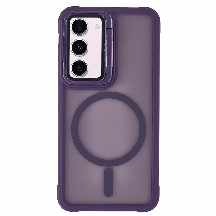 Funda para Samsung Galaxy S23 compatible con MagSafe, tapa para lente, soporte y parte trasera mate - Morado
