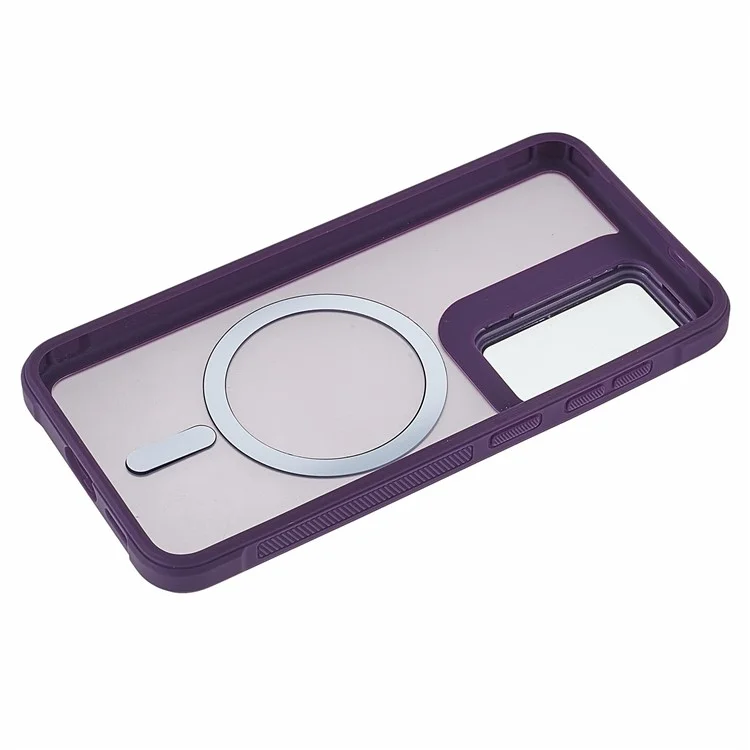Funda para Samsung Galaxy S23 compatible con MagSafe, tapa para lente, soporte y parte trasera mate - Morado