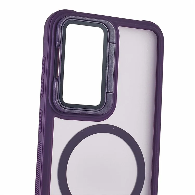 Funda para Samsung Galaxy S23 compatible con MagSafe, tapa para lente, soporte y parte trasera mate - Morado