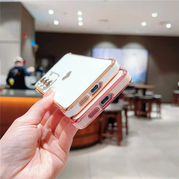 Funda para Samsung Galaxy S24 FE Carcasa TPU Cubierta trasera del teléfono Electrochapado Patrón de corazón - Rosa