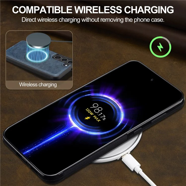Custodia magnetica per Samsung Galaxy S23+ compatibile con MagSafe, in pelle e TPU, colore blu