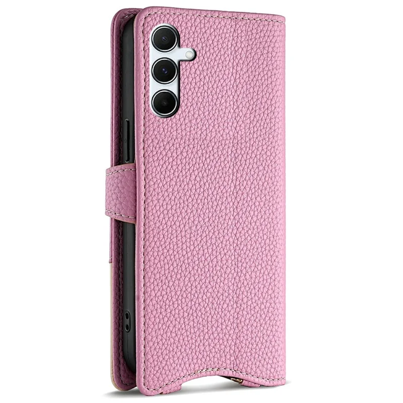 For Samsung Galaxy A26 5G Leather Case Wallet Stand Cover Irregular Tail Style with Chain Strap - Pink