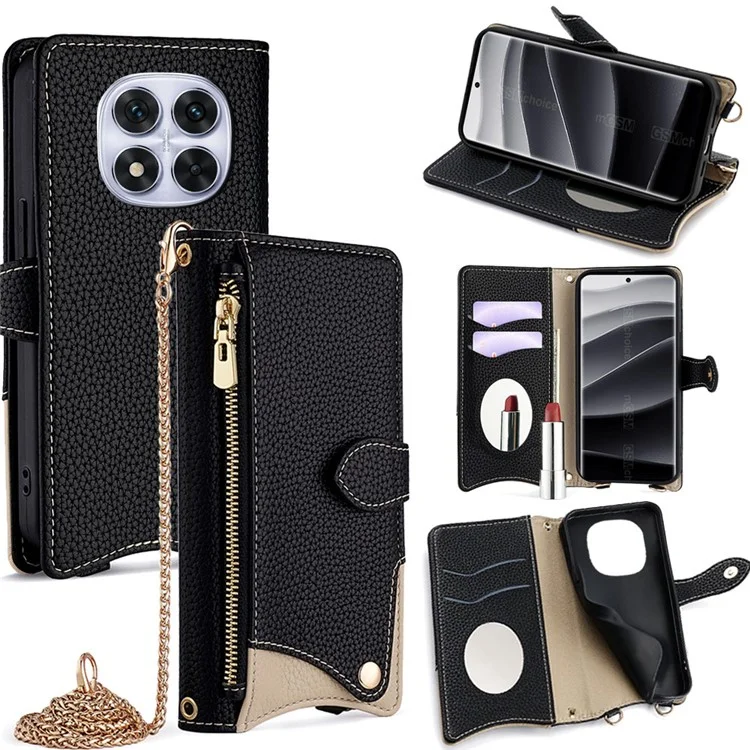For Xiaomi Redmi Note 14 Pro 5G Leather Case Wallet Stand Cover Irregular Tail Style with Chain Strap - Black

Custodia in pelle per Xiaomi Redmi Note 14 Pro 5G, con supporto e tasca portafoglio, stile con coda irregolare e cinturino a catena - Nero