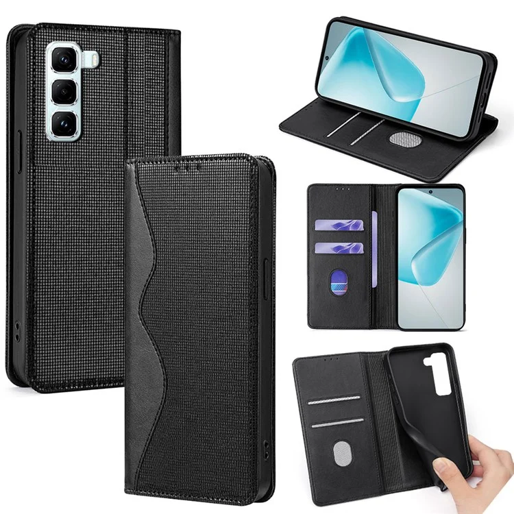 Custodia in pelle per Infinix Hot 50 Pro 4G, con portafoglio, supporto e protezione RFID - Nero