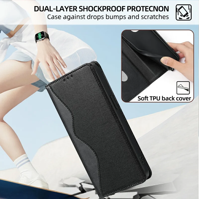 For Samsung Galaxy A26 5G Leather Case Wallet Stand Phone Cover with RFID Blocking - Black