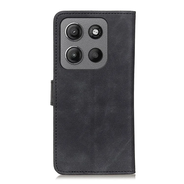 KHAZNEH Funda para Motorola Moto G15 4G / G05 4G de piel sintética con textura retro - Negro