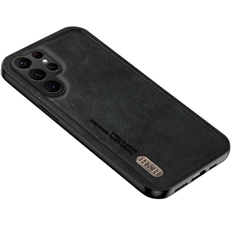 Для чехла Samsung Galaxy S25 Ultra Retro Texture Matte TPU + PU Leather Back Cover с поддержкой магнитного автомобильного держателя - Черный