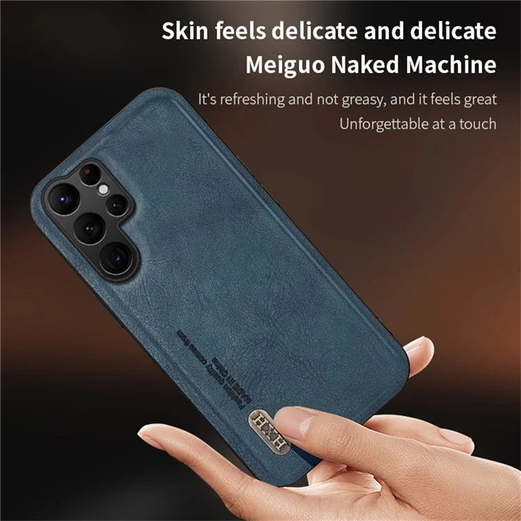 Для чехла Samsung Galaxy S25 Ultra Retro Texture Matte TPU + PU Leather Back Cover с поддержкой магнитного автомобильного держателя - Черный