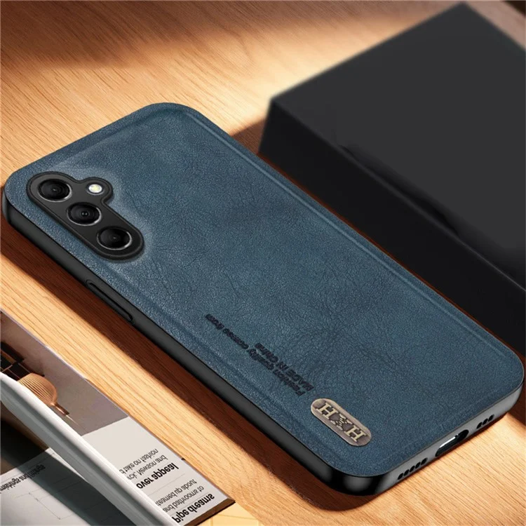 Für Samsung Galaxy S24 FE Hülle Retro Textur Matt TPU + PU Leder Rückseite Unterstützung Magnetischer Autohalter - Blau