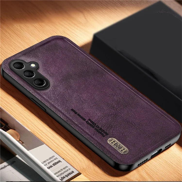 Custodia per Samsung Galaxy A26 5G, texture retrò opaca in TPU + cover posteriore in pelle PU, supporto per supporto magnetico per auto - Viola
