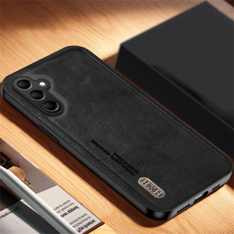 For Samsung Galaxy A36 5G Case Retro Texture Matte TPU + PU Leather Back Cover Support Magnetic Car Holder - Black