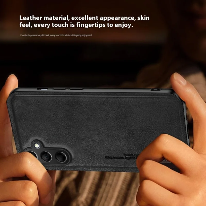 For Samsung Galaxy A36 5G Case Retro Texture Matte TPU + PU Leather Back Cover Support Magnetic Car Holder - Black