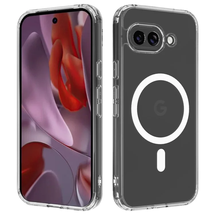 Étui transparent pour Google Pixel 9a, en TPU + acrylique, avec coque magnétique compatible MagSafe