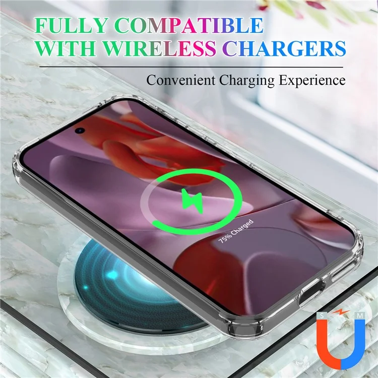 Étui transparent pour Google Pixel 9a, en TPU + acrylique, avec coque magnétique compatible MagSafe